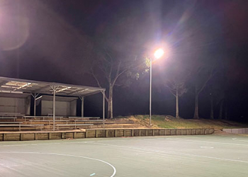Netball courts at night