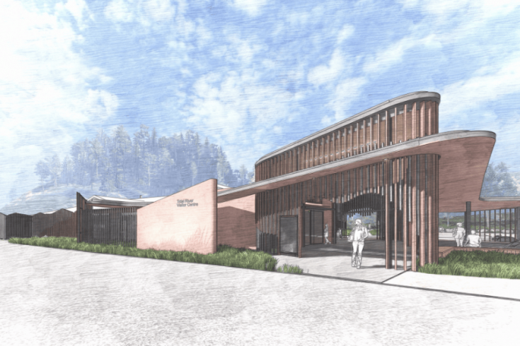 Illustration of a modern looking Tidal River Visitor Centre