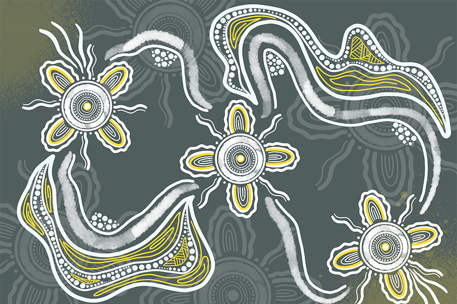 Artwork by artist Talitha Podger, Wemba Wemba and Mutthi Mutthi