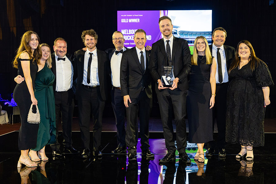 Melbourne Cricket Ground won Gold in the Major Tourism Attraction category The MCG team with their Victorian Tourism Award.