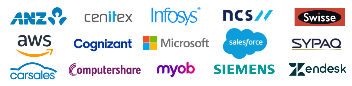 Digital Jobs program partners are ANZ, AWS, Carsales, Cenitex, Cognizant, Computershare, Infosys, Microsoft, MYOB, NCS, Salesforce, Siemens, Swisse, Sypaq, Zendesk.