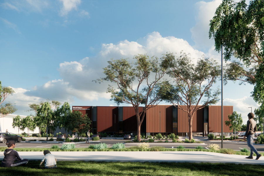 Illustration of stage 2 development Wurdi Baierr Aquatic and Recreation Centre Front view from Surf Coast Highway