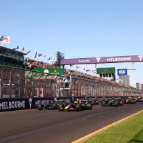 race cars on a racetrack