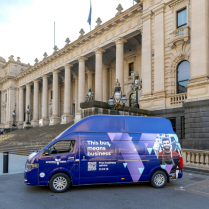 A blue van with 
