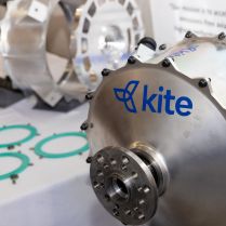 Kite Magnetics' logo on a mechanical component 