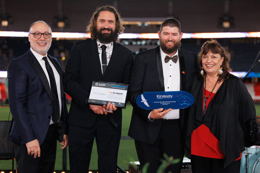Representatives from TVN On-Country accepting their award, the Karen Milward Award Excellence Award