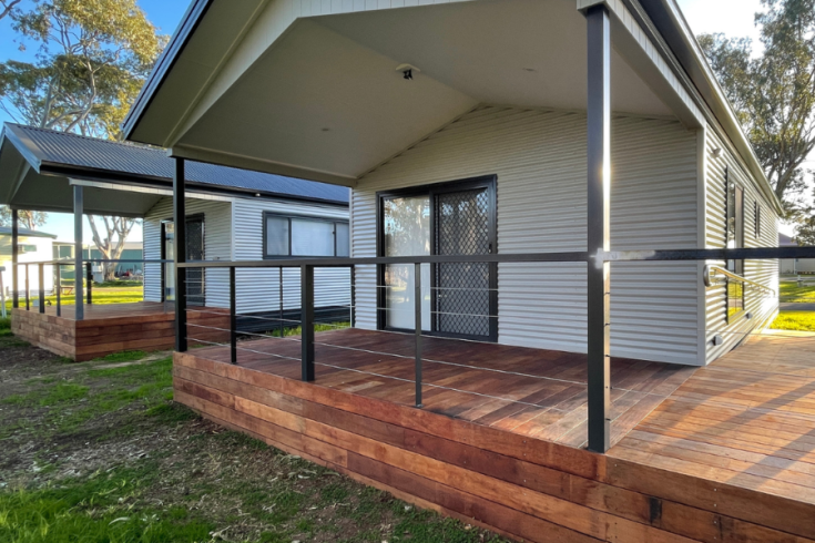 Two cabins at a caravan park