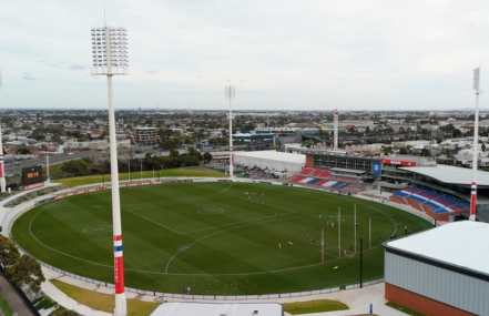 Overhead view of redeveloped Whitten Oval