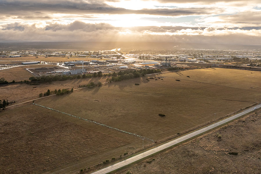 Ballarat West Employment Zone Precinct aspect looking north – pictured Gateway site, part gate 1, stage 1B and 2 in background.