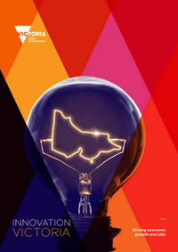Cover image of the Victorian innovation Statement. Features a lightglobe with the element shaped as the state of Victoria