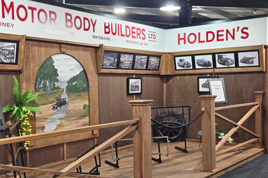 Old Holden memorabilia on display in the new showroom.