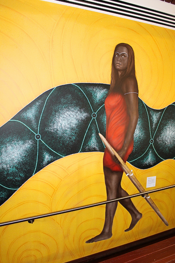 A portion of the mural created by Yorta Yorta artist Stuart Hearn. 