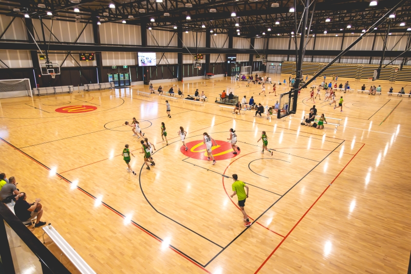 Photo of a team using the new six-court indoor multi-sport stadium in Mildura